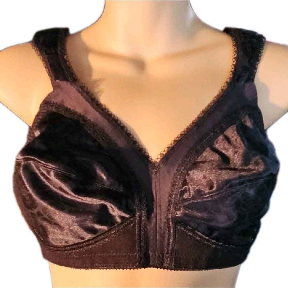 Vintage Playtex 18 HOUR  4693 Breathable Black Lace Bra‎ Size 38B Wide Straps